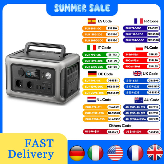 Portable Power Station R600, 299Wh LiFeP04 Battery