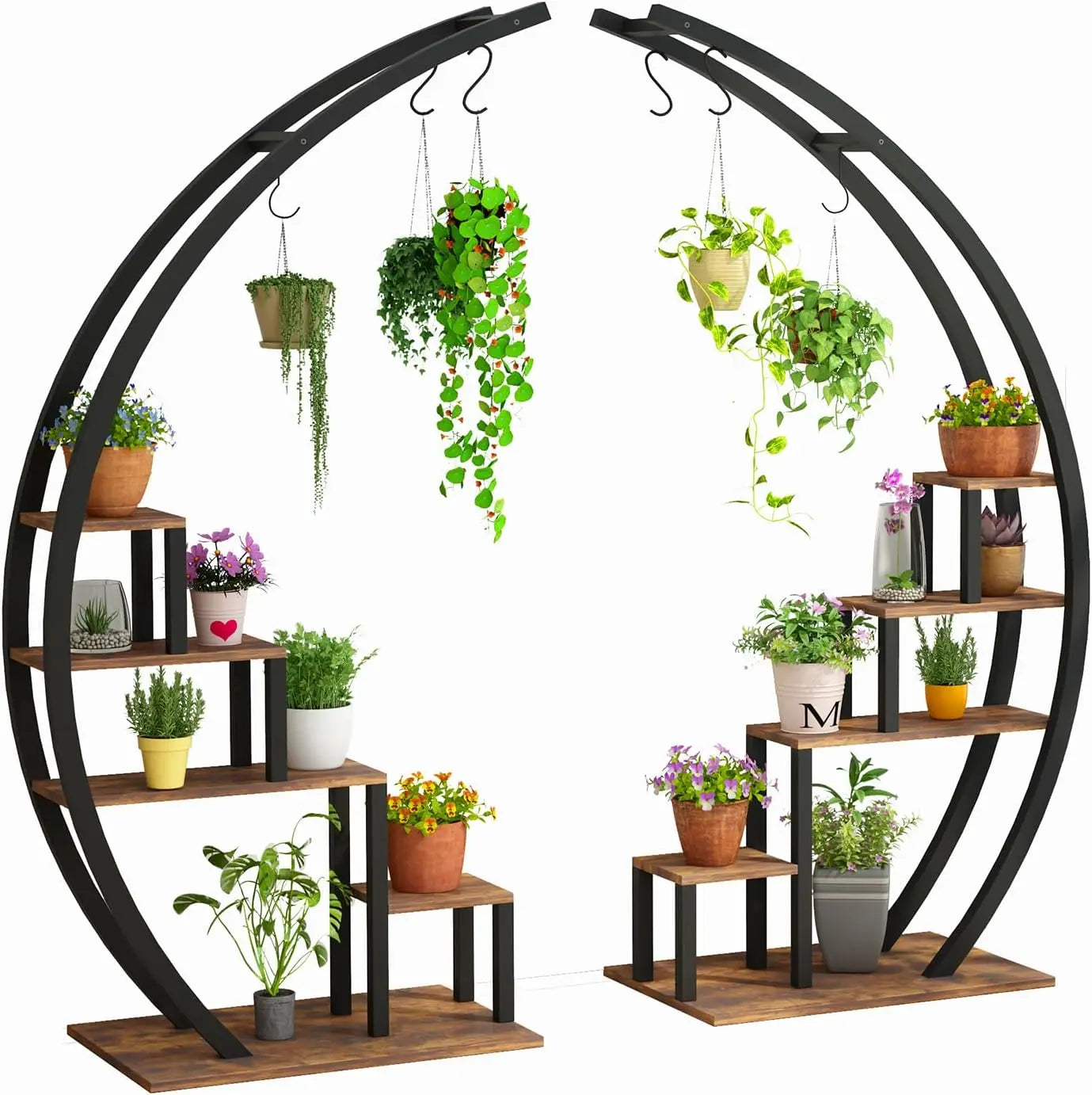 2pcs 5-Tier Metal Plant Stand Indoor, Lawn Living