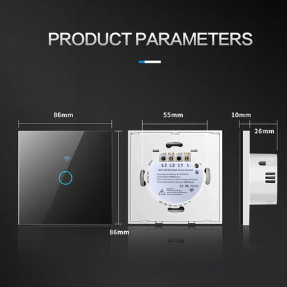 BONDA Smart Switch Wifi RF433 No Neutral EU Standard Tuya Control Works with Alexa Google Home WiFi Smart Home Touch Switches 86