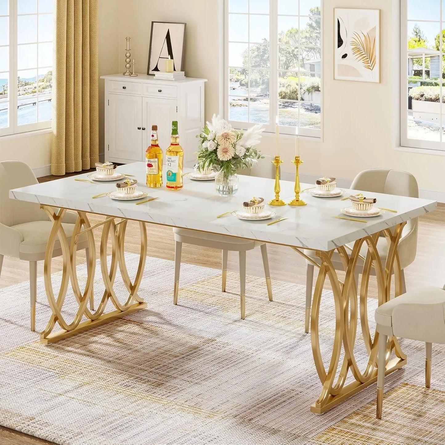 Modern Dining Table Unique Rectangular Furniture