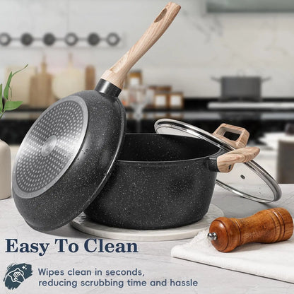 12 Non-Stick Cookware Set Granite Coating