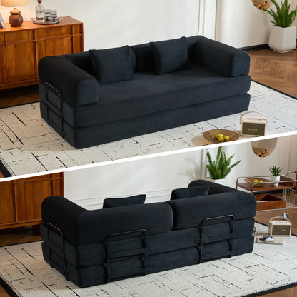 79" Folding Convertible Sofa Bed, Corduroy Futon, Loveseat