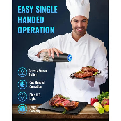 Electric Salt Pepper Mill, Tilt To Grind