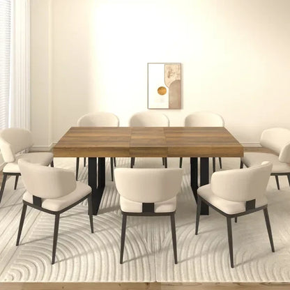 Recextendable dining table aged effect wood and black