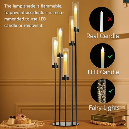 2PCS 39.8''Matte Black Candle Holder