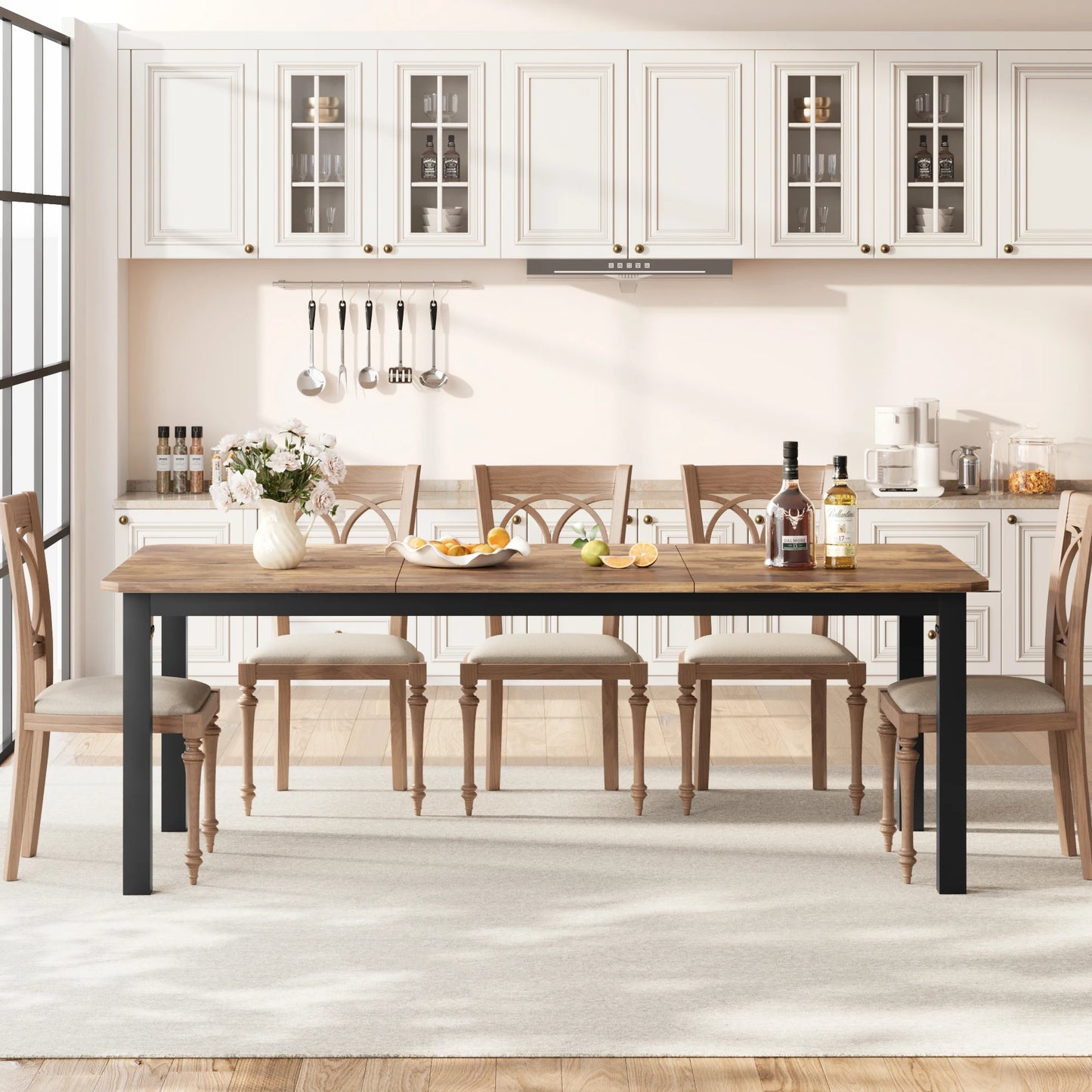 Dining Table 78 Inch Rectangular cut corners