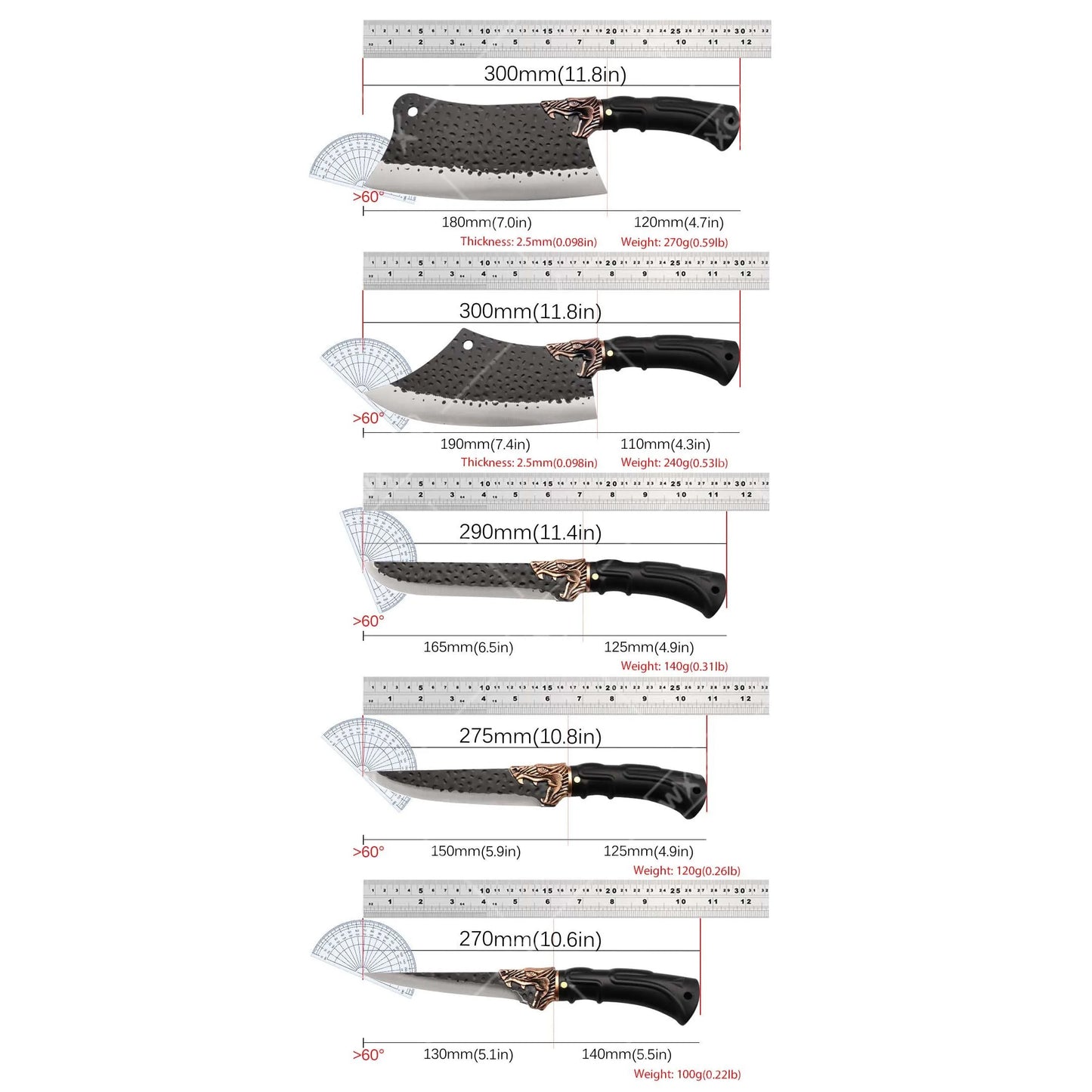Professional Kitchen Chef Knife Set Stainless Steel