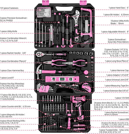 Mechanic Toolbox with 12V Power Cordless Drill