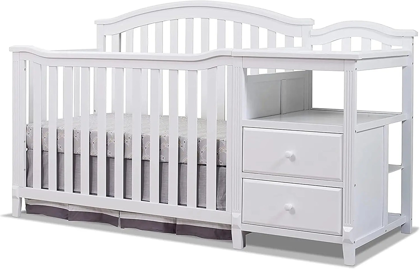 Crib and Changer with Convertible Diaper Changing Table