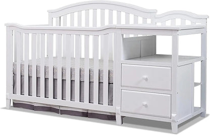 Crib and Changer with Convertible Diaper Changing Table