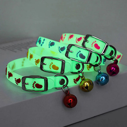 Cat Necklace Glowing Small Dog Cat Bell Collar