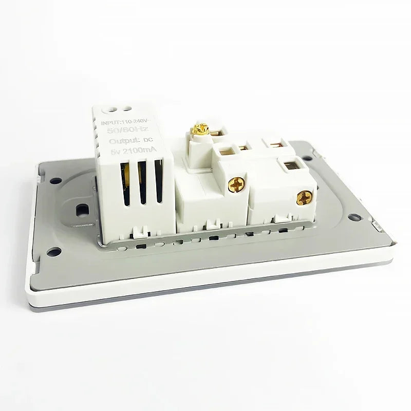 118 Series 118*75mm Tempered Glass US Thai Wall Socket Dual USB Type-C Ports Light Switch Smart Home Appliance 110V Home Office