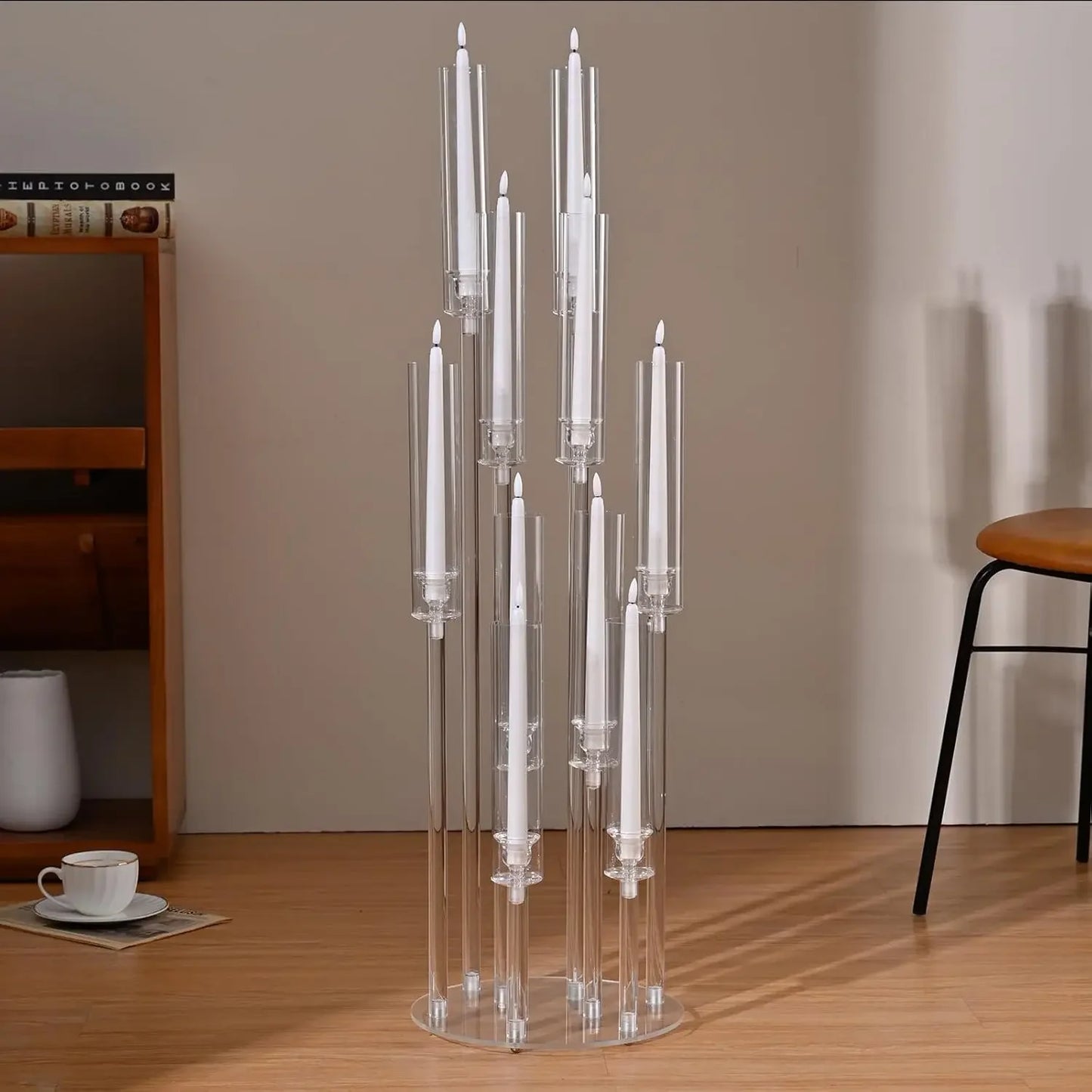 10Pcs Acrylic Candelabra Centerpiece 10 Arm Candelabras