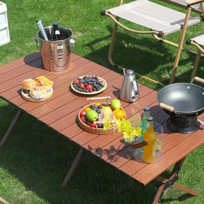 Outdoor Picnic Desk Lightweight Aluminum Table Sturdy Foldable Portable Folding Camping Table Garden Lawn Party Use Furniture