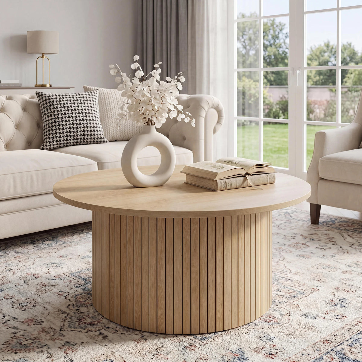 31.5" Mid Century Modern Round Coffee Table