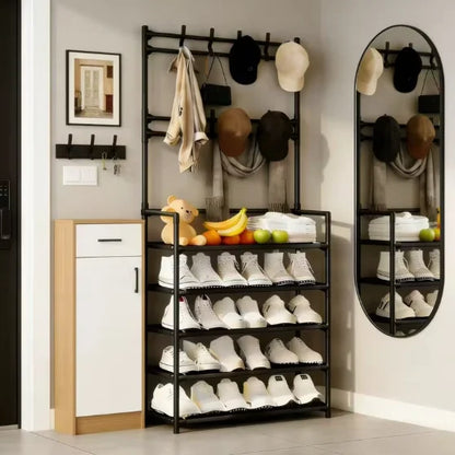 5-Tier Freestanding Coat, Shoe Rack Entryway Shelf
