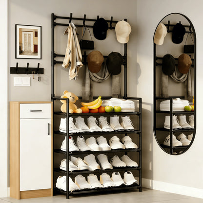 5-Tier Freestanding Coat, Shoe Rack Entryway Shelf