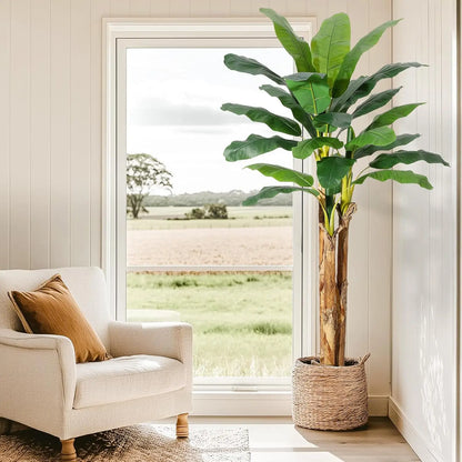 Artificial Banana Tree with Grey Planter