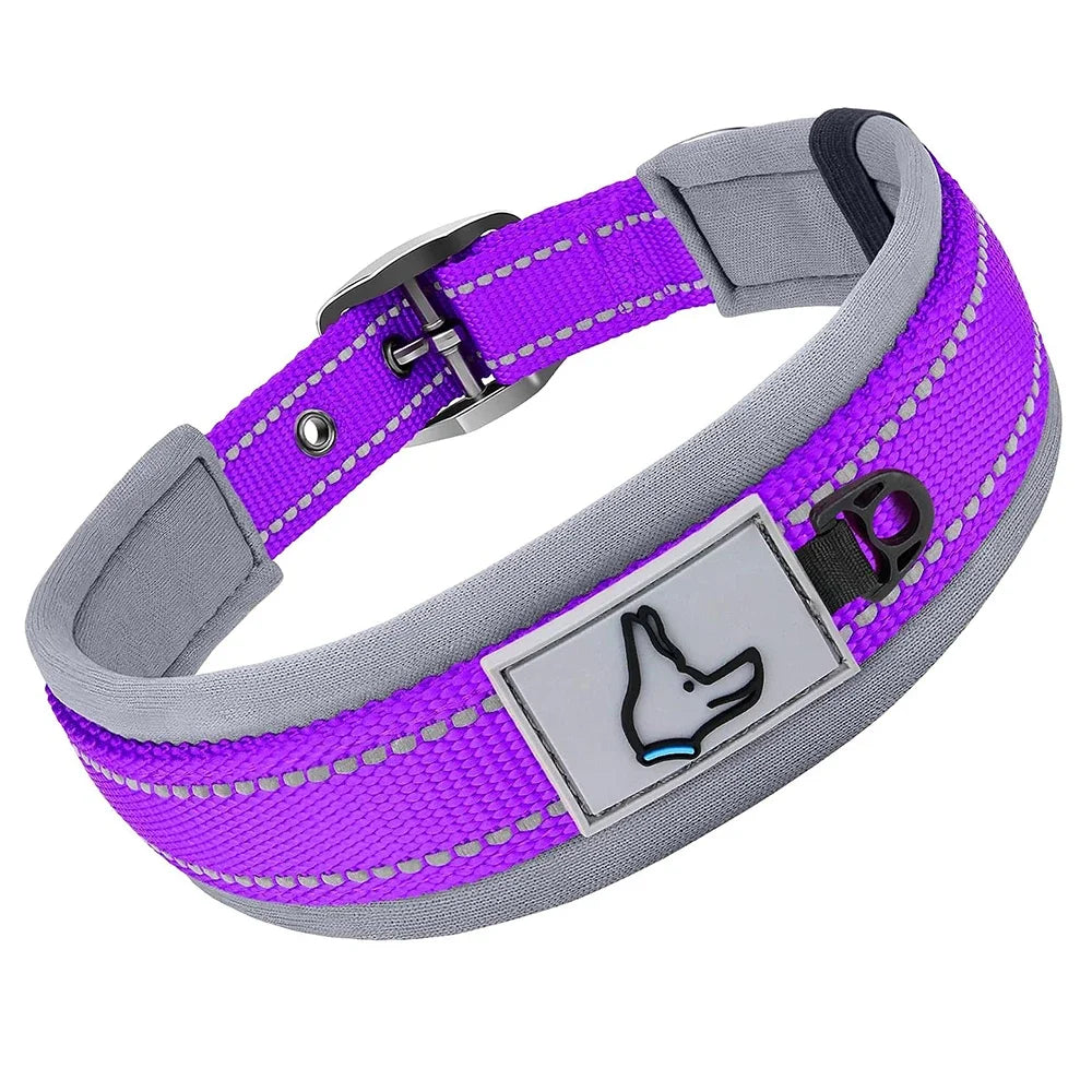 Padded Dog Collars, small Medium large, Reflective