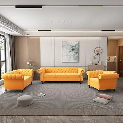 3 Piece Living Room Set, Velvet