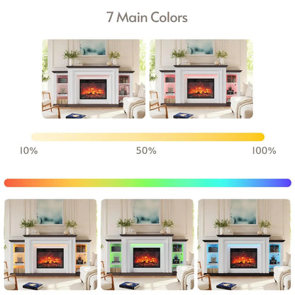 72'' Electric Fireplace Mantel, Entertainment Center Open Storage