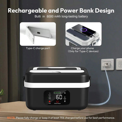 Wireless Electric Insulated Lunch Box, Food Warmer