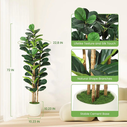 Fiddle Leaf Fig Tree with Pot Faux Trees