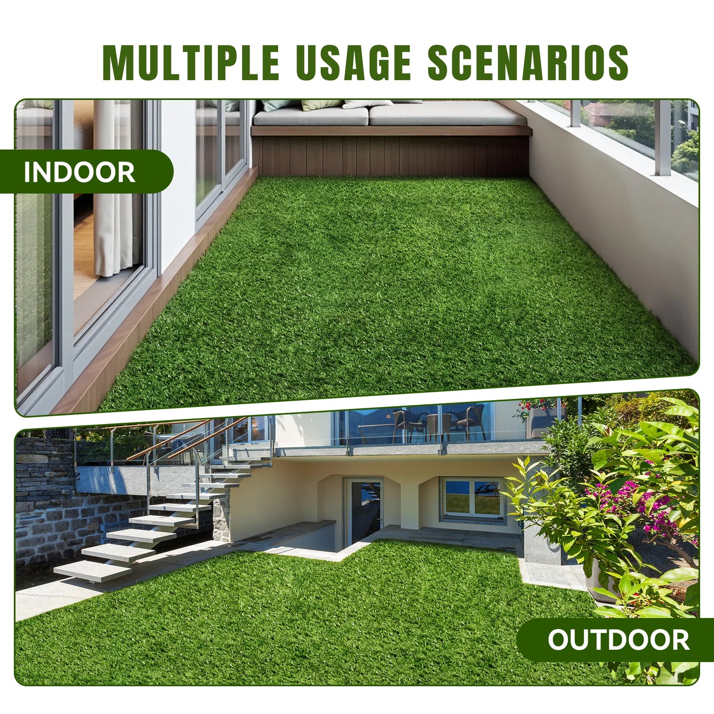 7FT×12FT Realistic Artificial Turf Grass  Pet Dog-Friendly