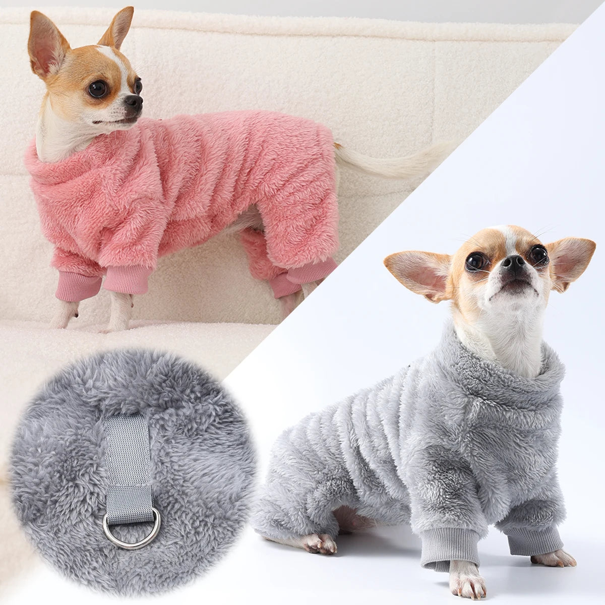Winter Warm Pet Clothes Soft Flannel Dog Jumpsuit