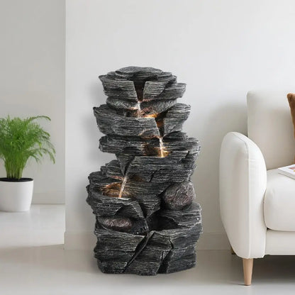 Waterfall-style Rock Water Feature Fountain, Garden Waterfall