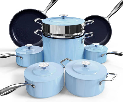 13Pc Lightweight Cookware Set, Non-Stick, Stay-Cool Handles