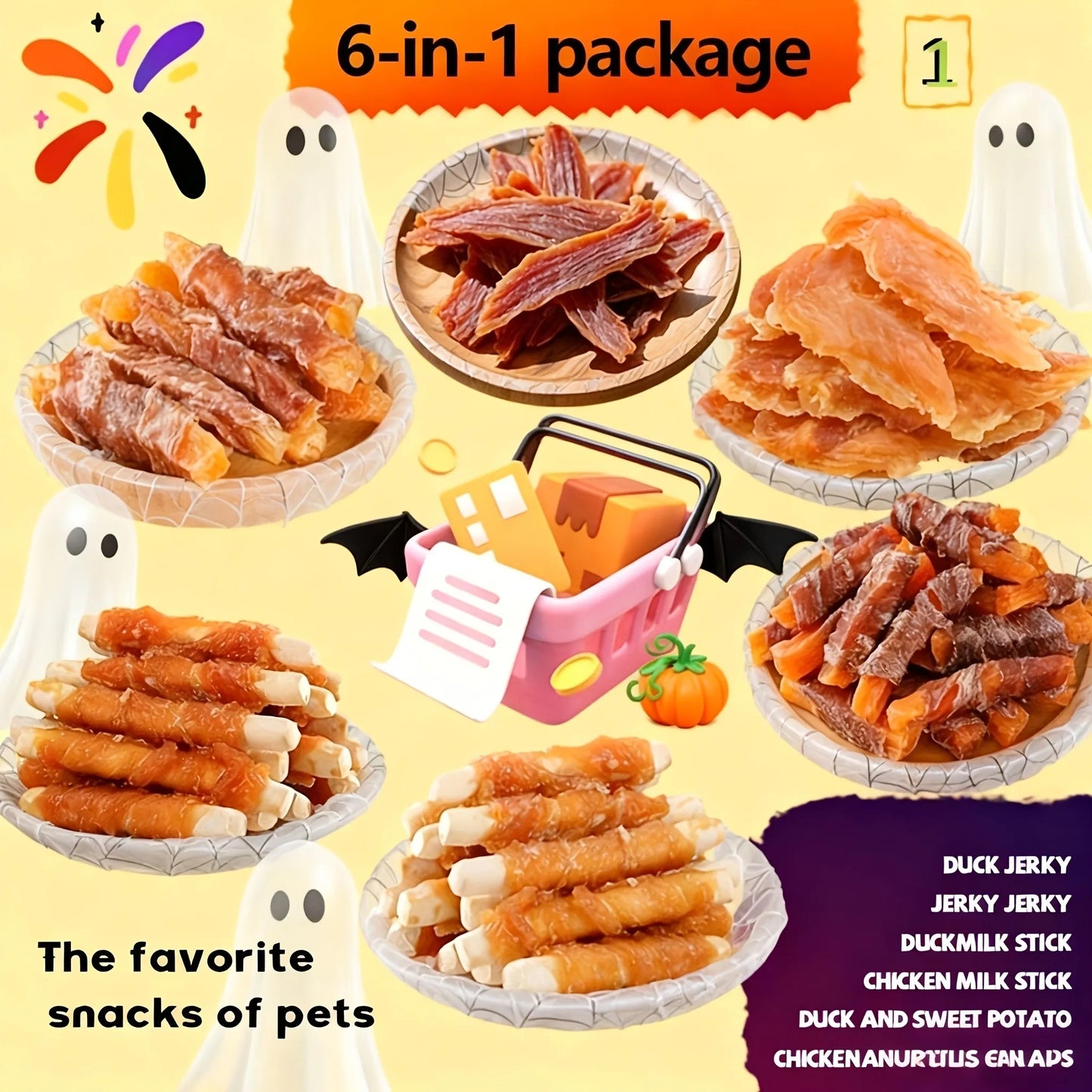 1-1.2lb Mixed Flavor Series, Cheese Duck, Chicken Jerkey