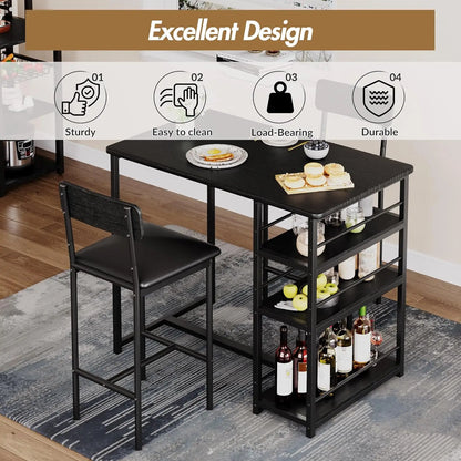 Dining Table Set with PU Cushion Chairs