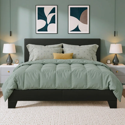 Full/Queen/King Upholstered Bed Frame Adjustable Linen Headboard