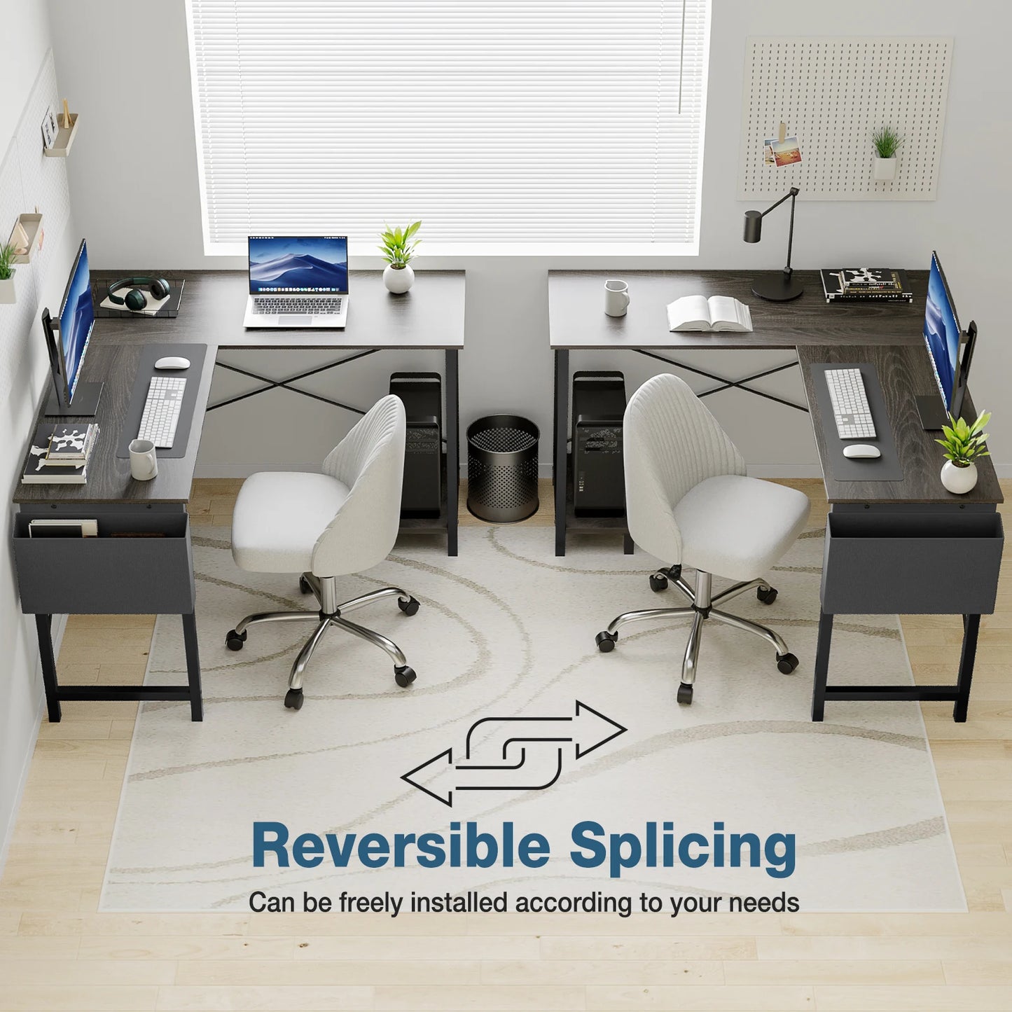 Corner 50 Inch Office Writing PC Wooden Table