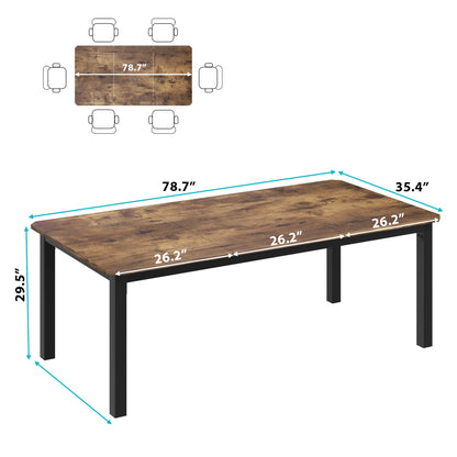 Dining Table 78 Inch Rectangular cut corners