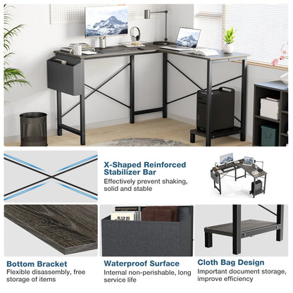 Corner 50 Inch Office Writing PC Wooden Table
