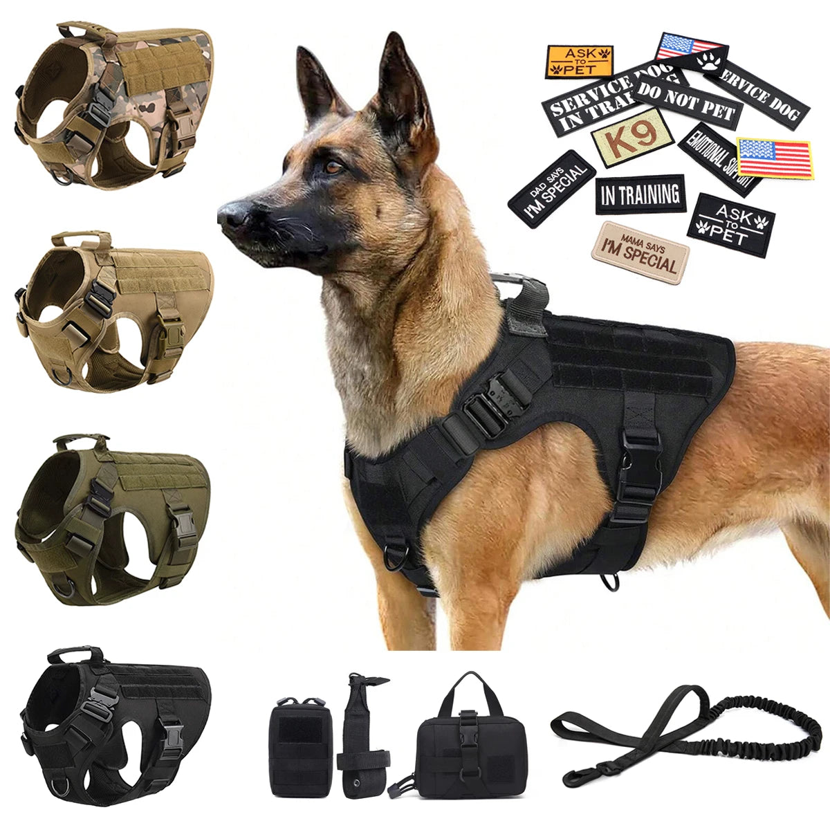 Military Large Dog Harness Collar, Harnesses, Accessories