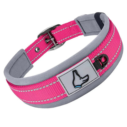 Padded Dog Collars, small Medium large, Reflective