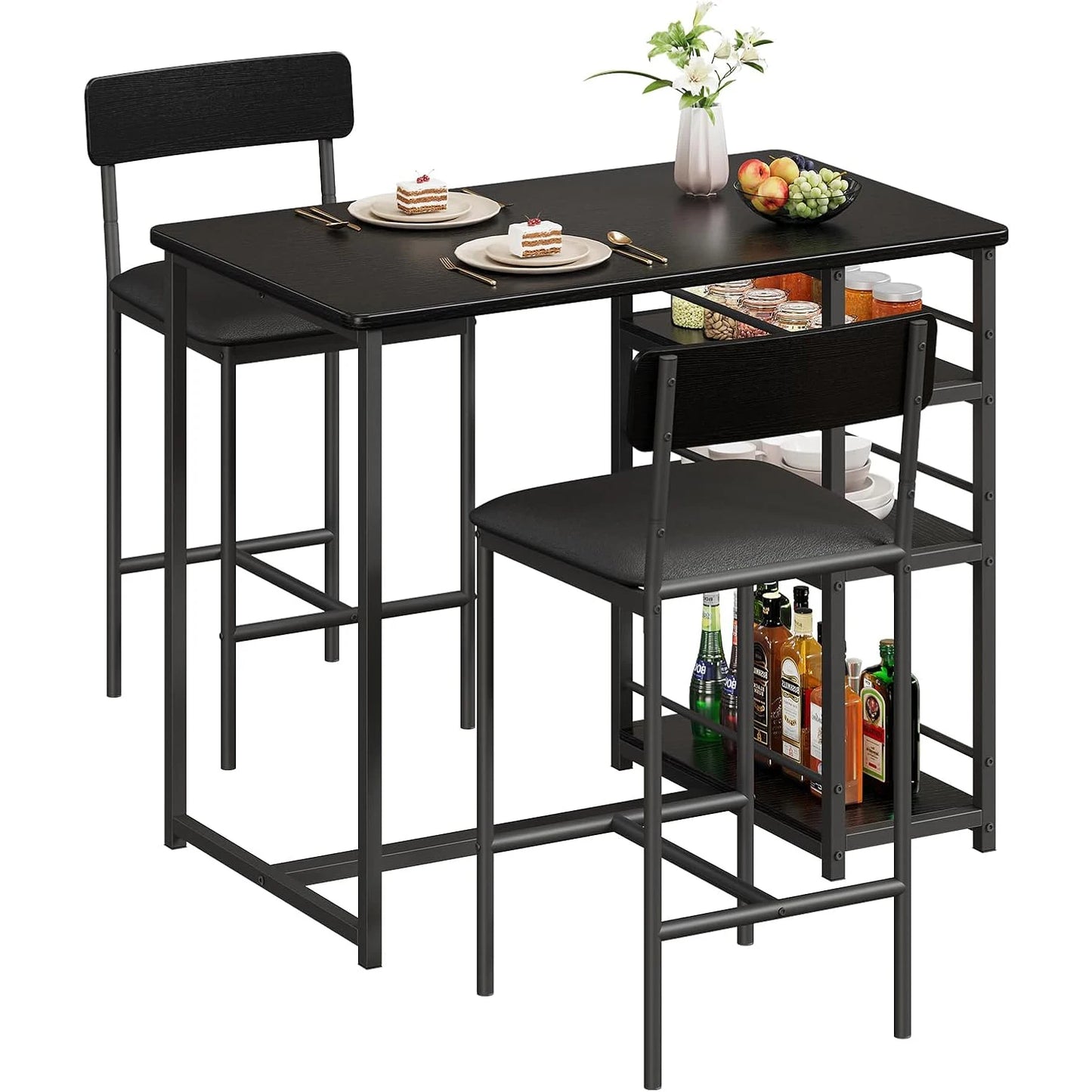 Dining Table Set with PU Cushion Chairs