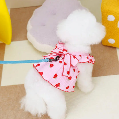 Strawberry Print Pet Dress Cat Dog Swimsuit