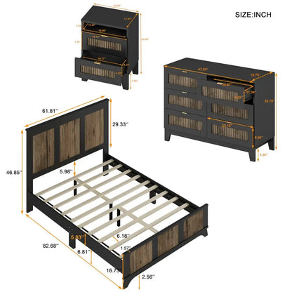 4 Piece Bedroom Furniture Set, Queen Size