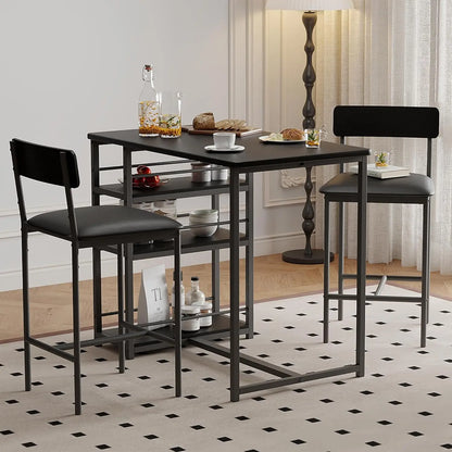 Dining Table Set with PU Cushion Chairs