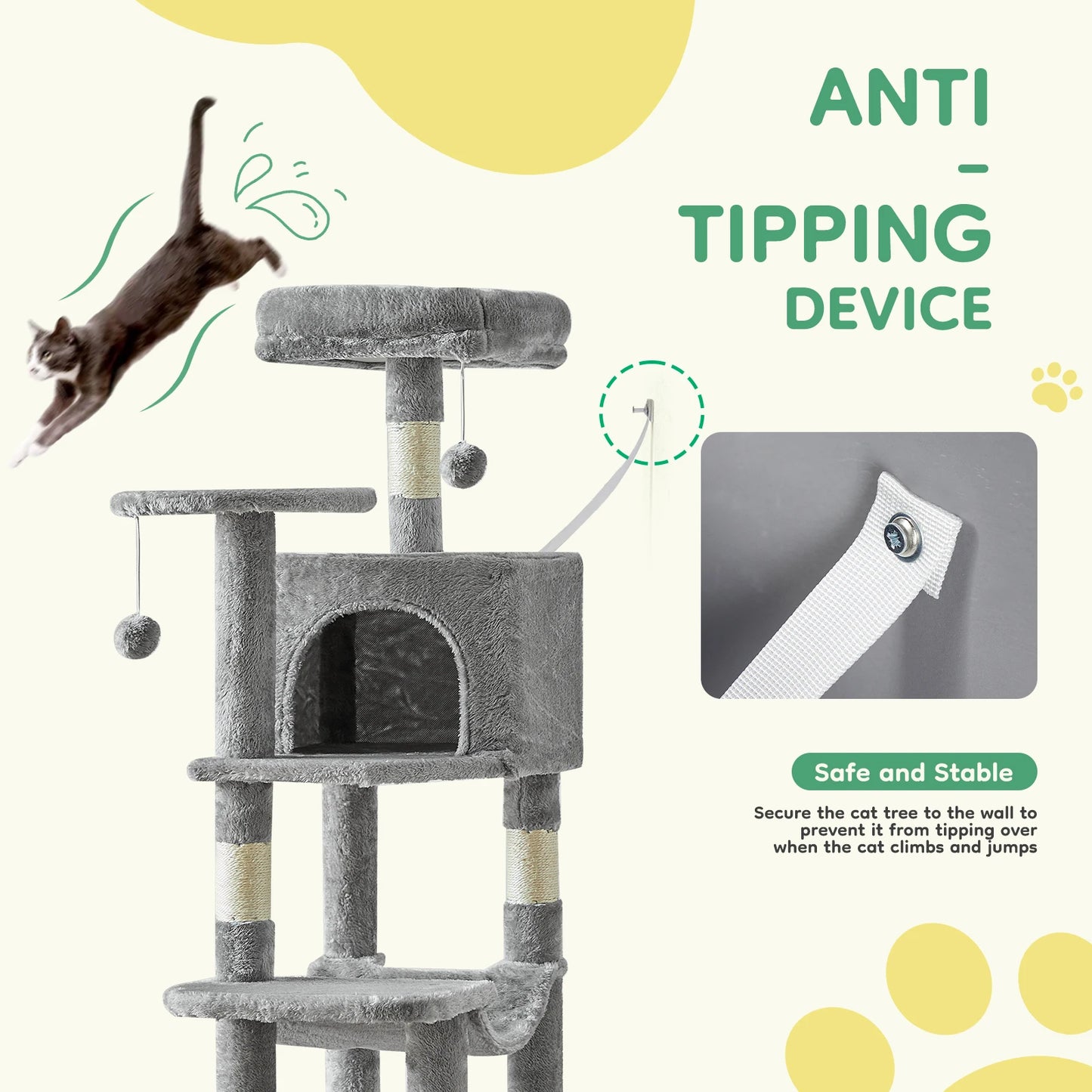 44In Cat Tree Tall Multi-Climbing Towert