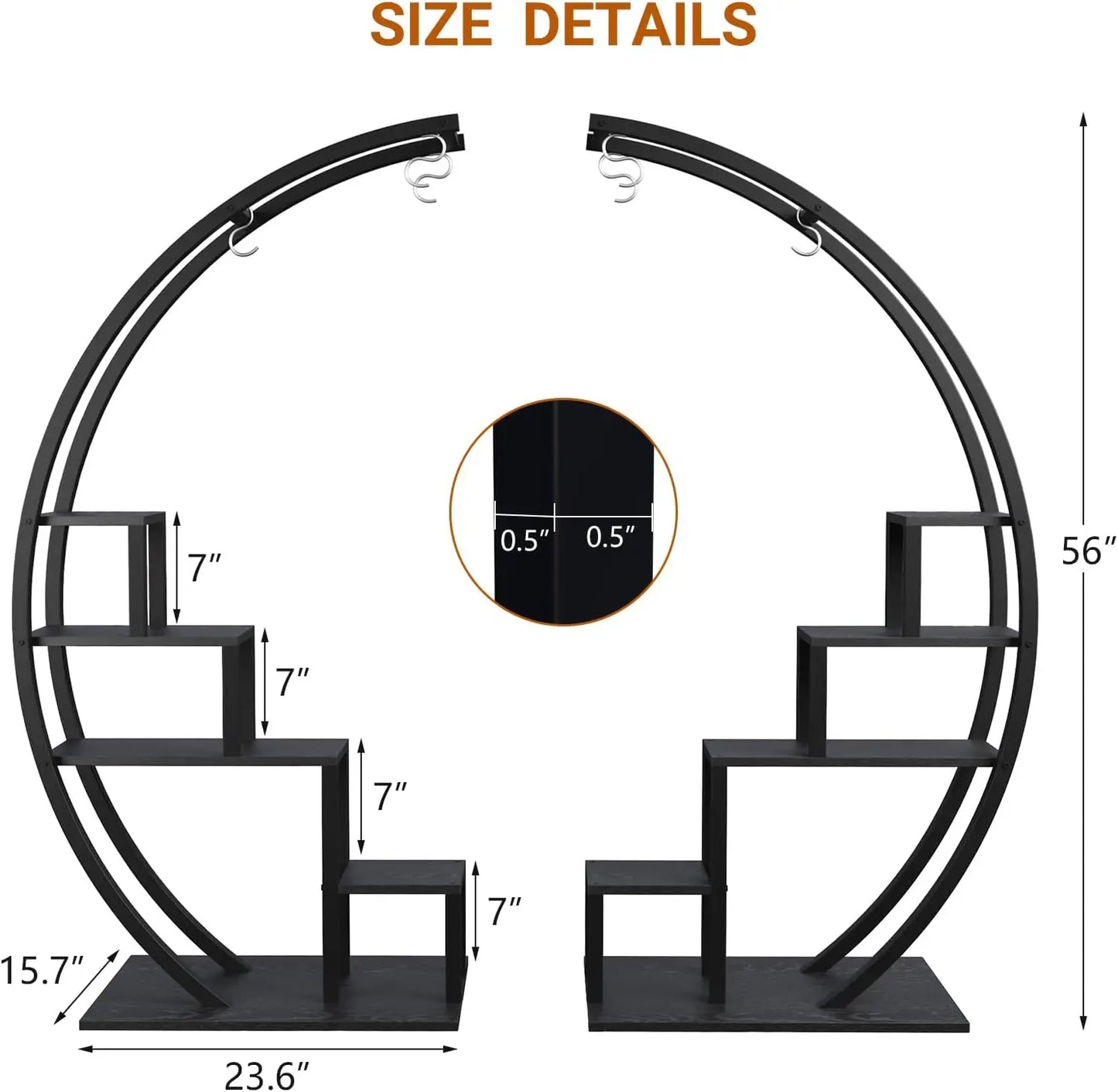 2pcs 5-Tier Metal Plant Stand Indoor, Lawn Living