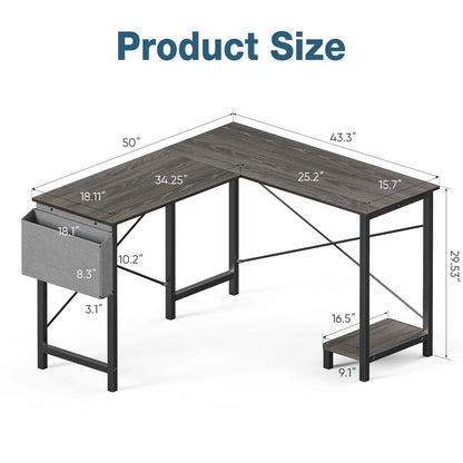 Corner 50 Inch Office Writing PC Wooden Table