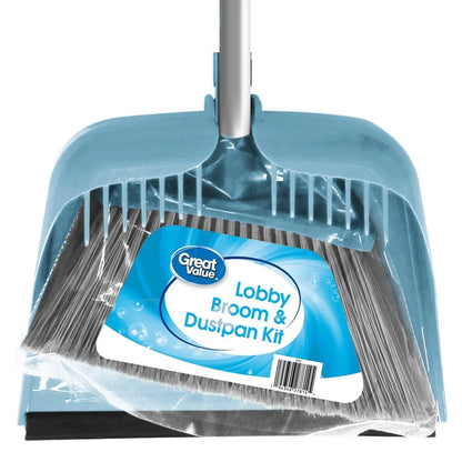 Broom Dustpan, Long Handle, Compact Durable Rubber
