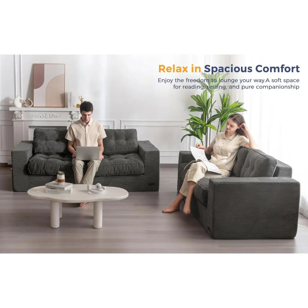Boneless Couch with Tufted Cushion, Backrest
