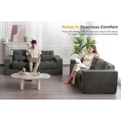 Boneless Couch with Tufted Cushion, Backrest