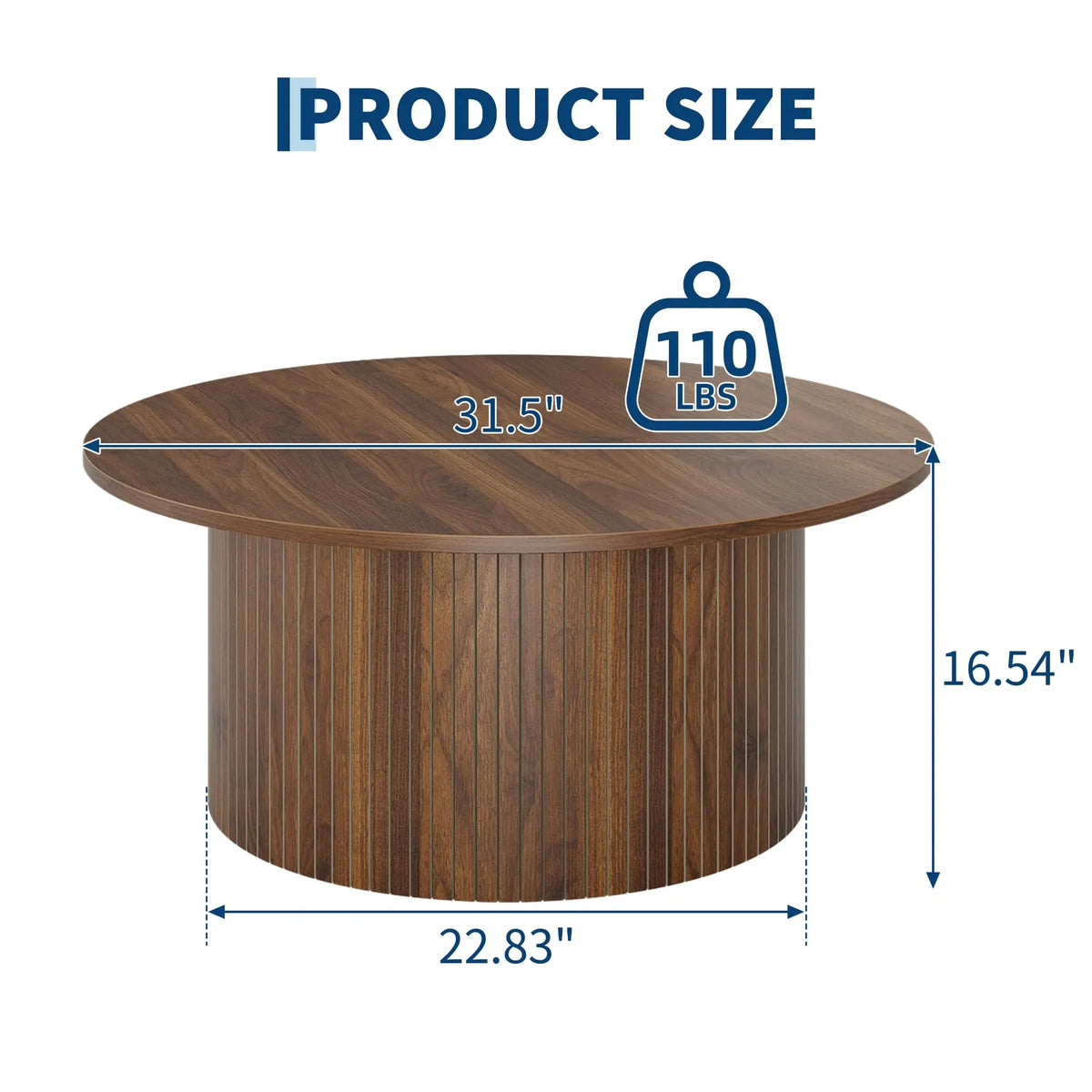 31.5" Mid Century Modern Round Coffee Table